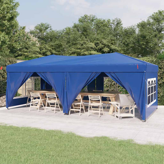vidaXL Folding Party Tent with Sidewalls Blue 3x6 m