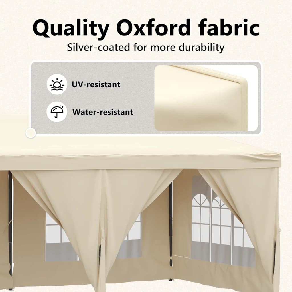 vidaXL Folding Party Tent with Sidewalls Cream 3x6 m