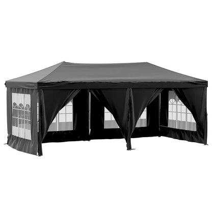 vidaXL Folding Party Tent with Sidewalls Black 3x6 m