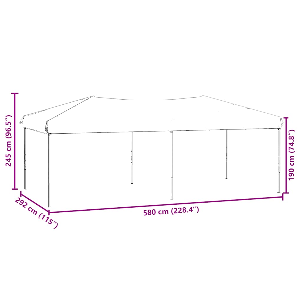 vidaXL Folding Party Tent with Sidewalls Black 3x6 m