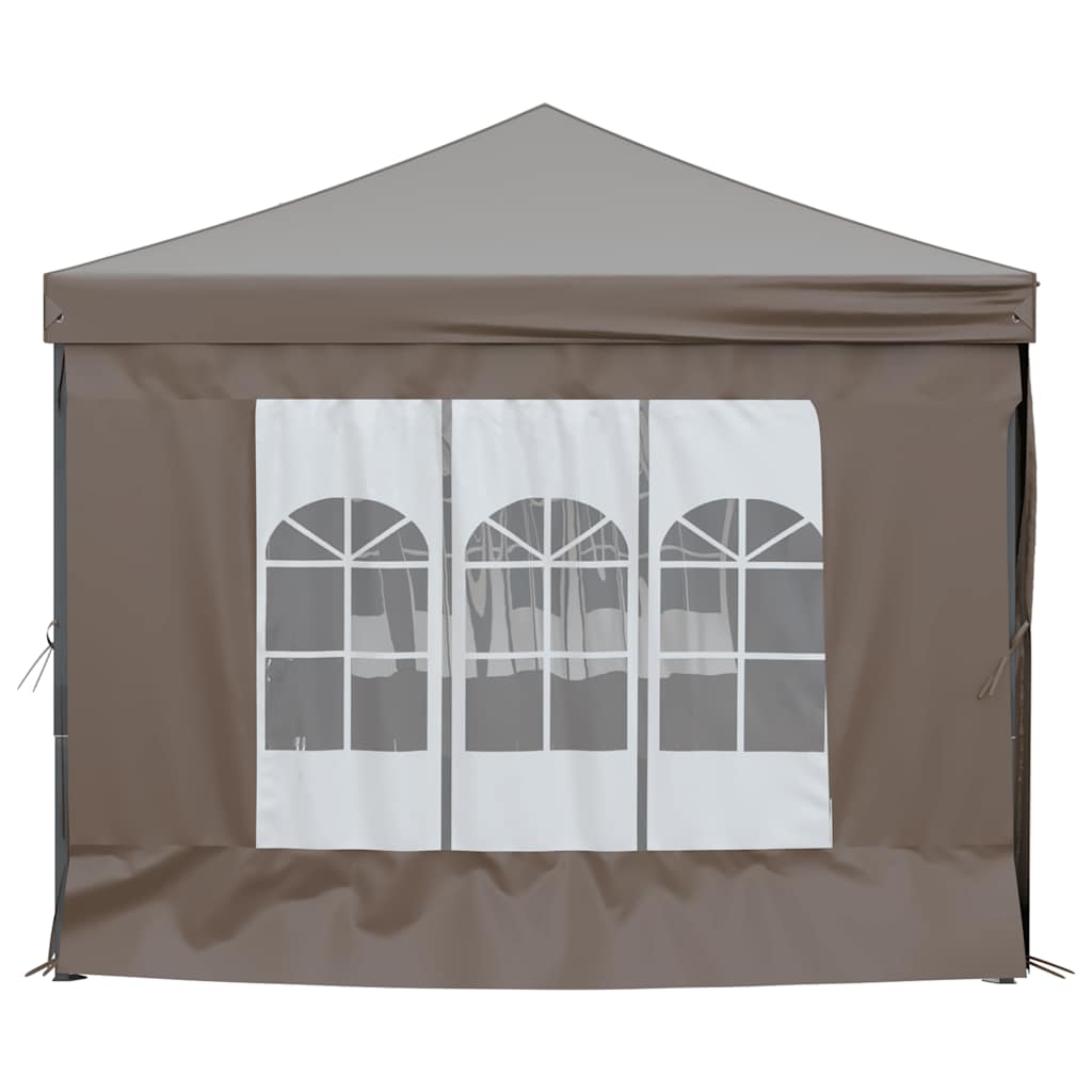 vidaXL Folding Party Tent with Sidewalls Taupe 3x6 m
