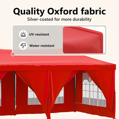 vidaXL Folding Party Tent with Sidewalls Red 3x6 m
