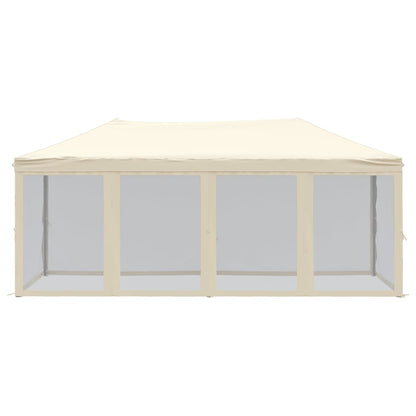 vidaXL Folding Party Tent with Sidewalls Cream 3x6 m