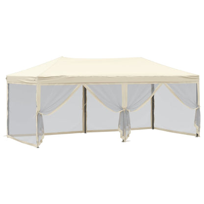 vidaXL Folding Party Tent with Sidewalls Cream 3x6 m