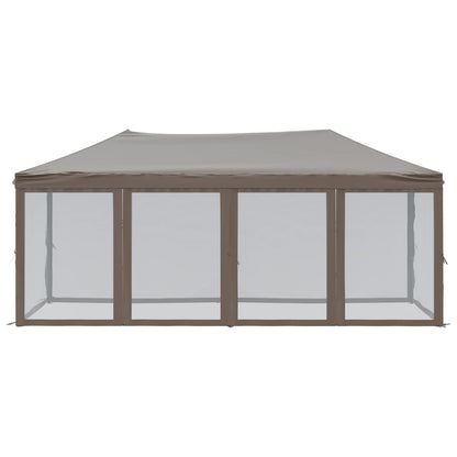 vidaXL Folding Party Tent with Sidewalls Taupe 3x6 m