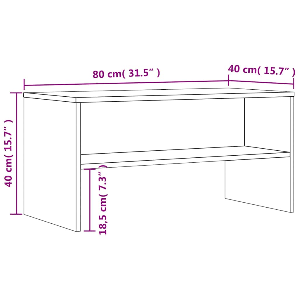 vidaXL TV Cabinet Grey Sonoma 80x40x40 cm Engineered Wood