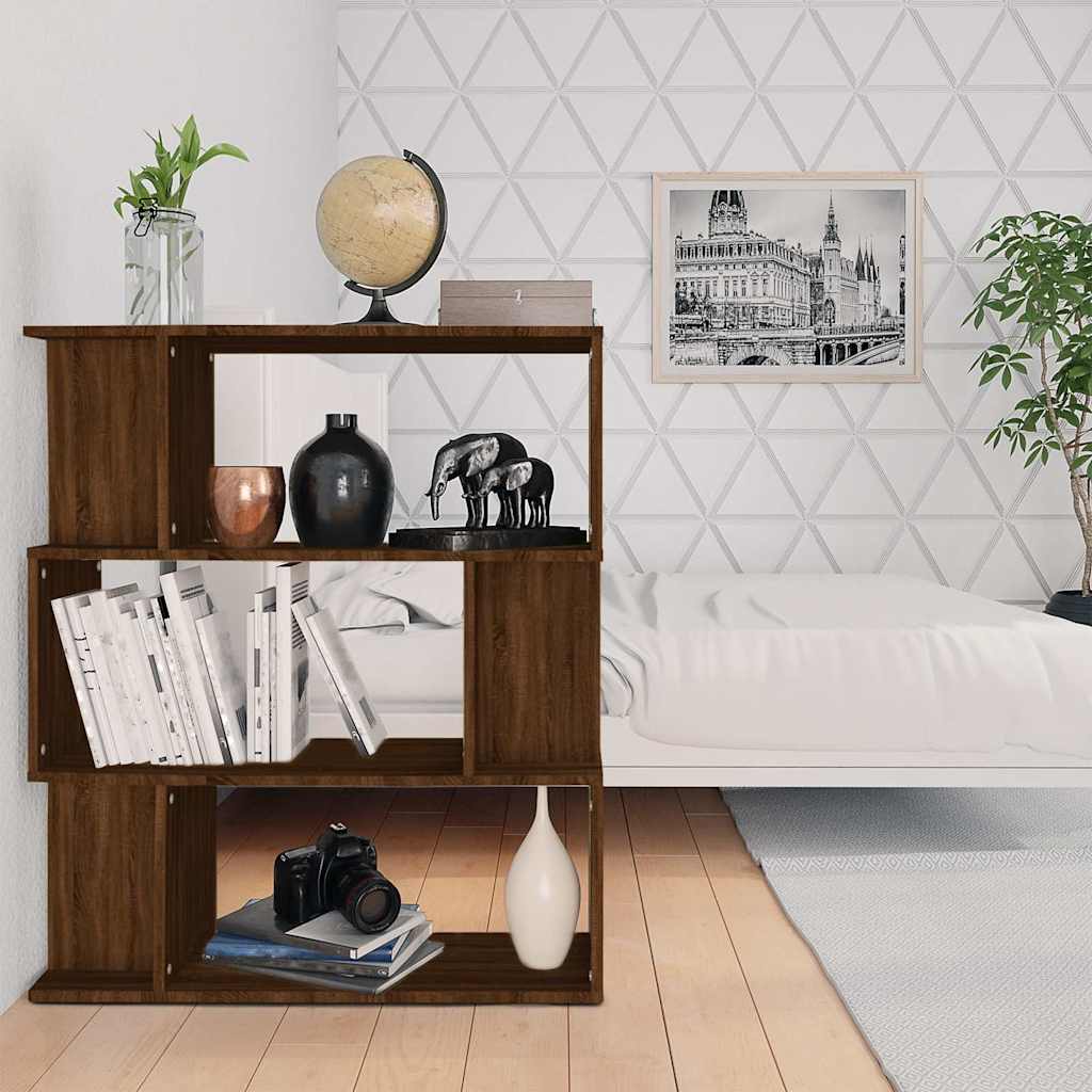 vidaXL Book Cabinet/Room Divider Brown Oak 80x24x96 cm Engineered Wood