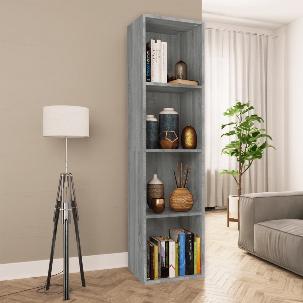 vidaXL Book Cabinet/TV Cabinet Grey Sonoma 36x30x143 cm Engineered Wood