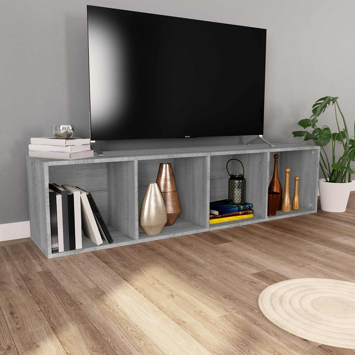 vidaXL Book Cabinet/TV Cabinet Grey Sonoma 36x30x143cm Engineered Wood