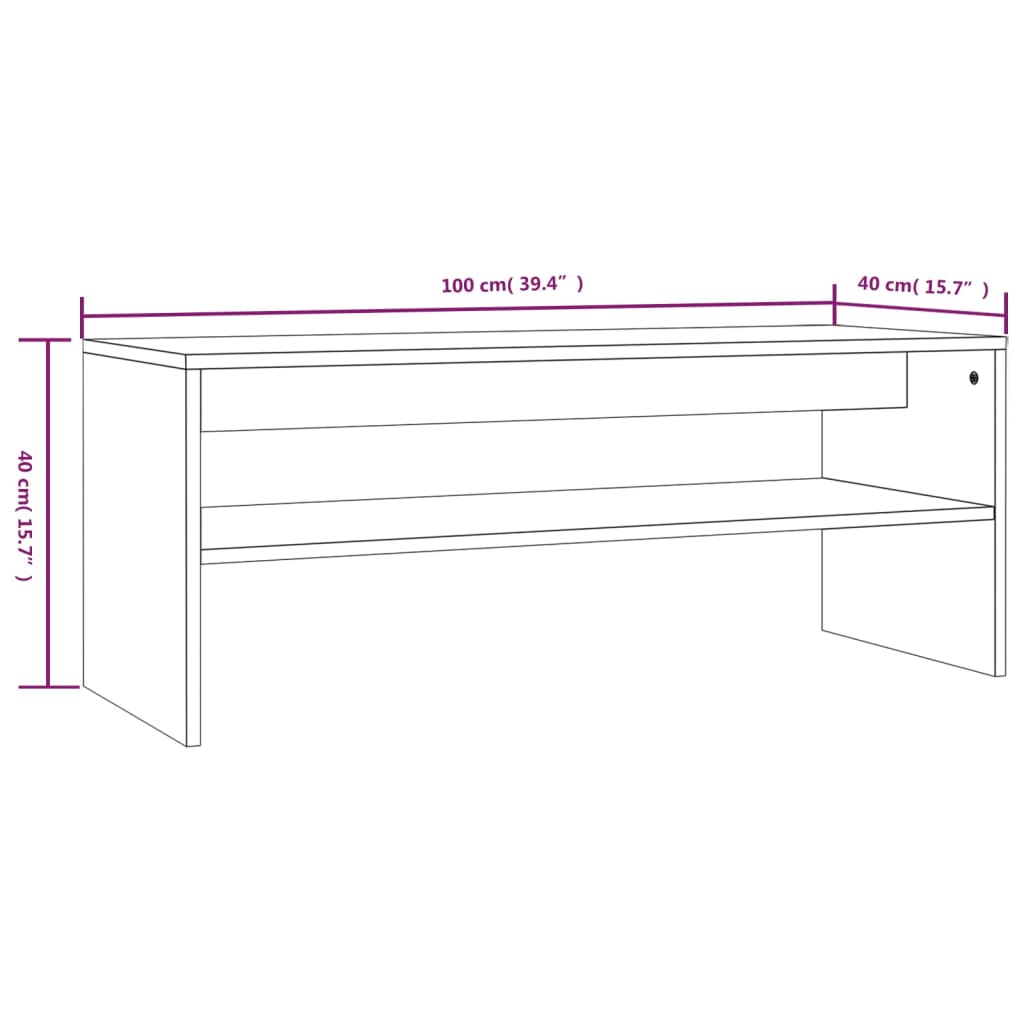vidaXL Coffee Table Grey Sonoma 100x40x40 cm Engineered Wood
