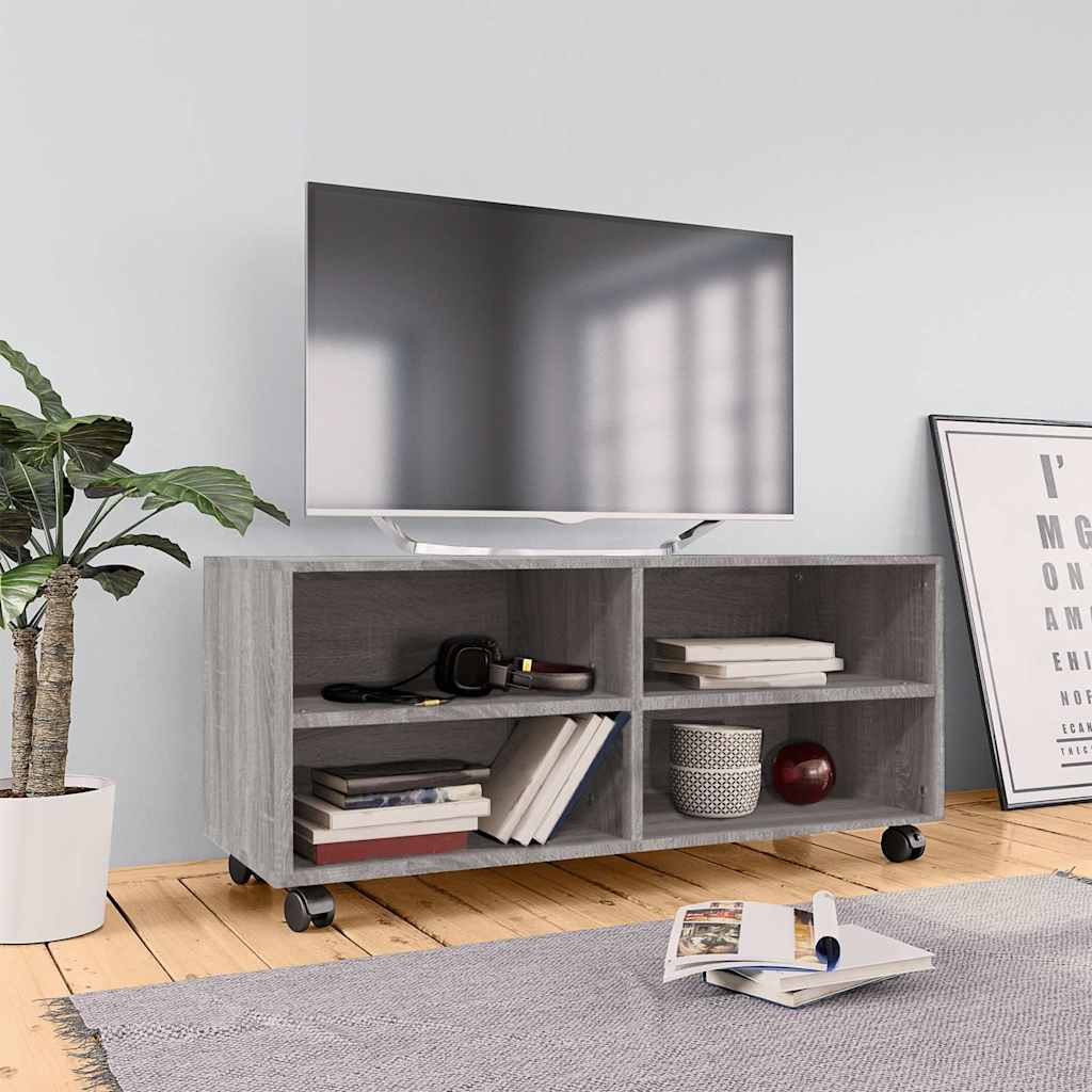 vidaXL TV Cabinet with Castors Grey Sonoma 90x35x35 cm Engineered Wood