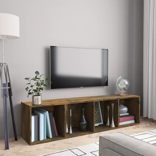vidaXL Book Cabinet/TV Cabinet Smoked Oak 143x30x36cm Engineered Wood