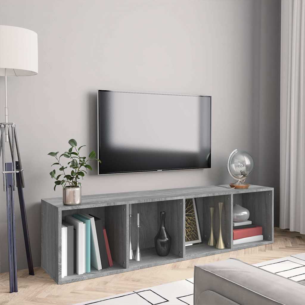 vidaXL Book Cabinet/TV Cabinet Grey Sonoma 143x30x36cm Engineered Wood