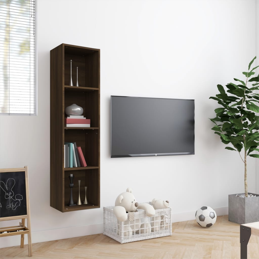 vidaXL Book Cabinet/TV Cabinet Brown Oak 143x30x36cm Engineered Wood