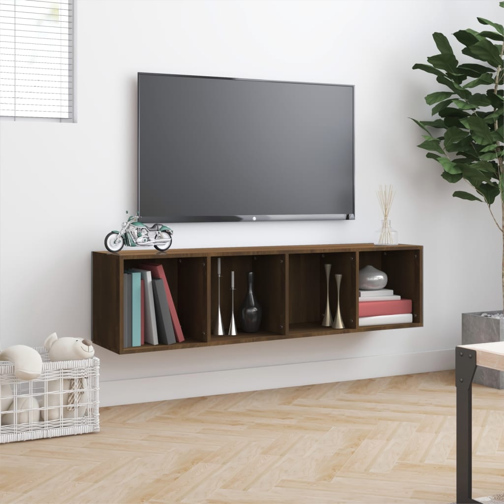 vidaXL Book Cabinet/TV Cabinet Brown Oak 143x30x36cm Engineered Wood