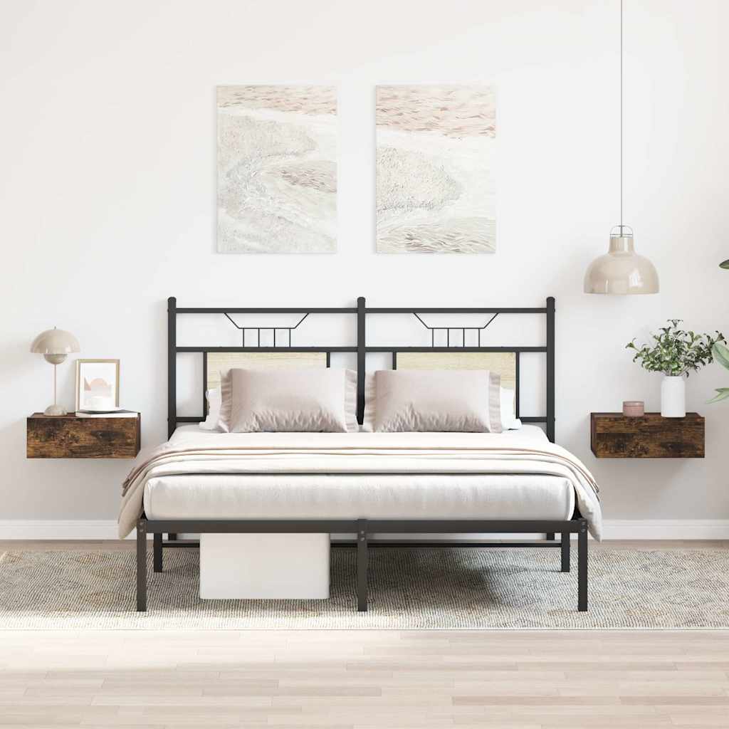 815283 vidaXL Floating Nightstands 2 pcs Smoked Oak 40x30x15cm Engineered Wood