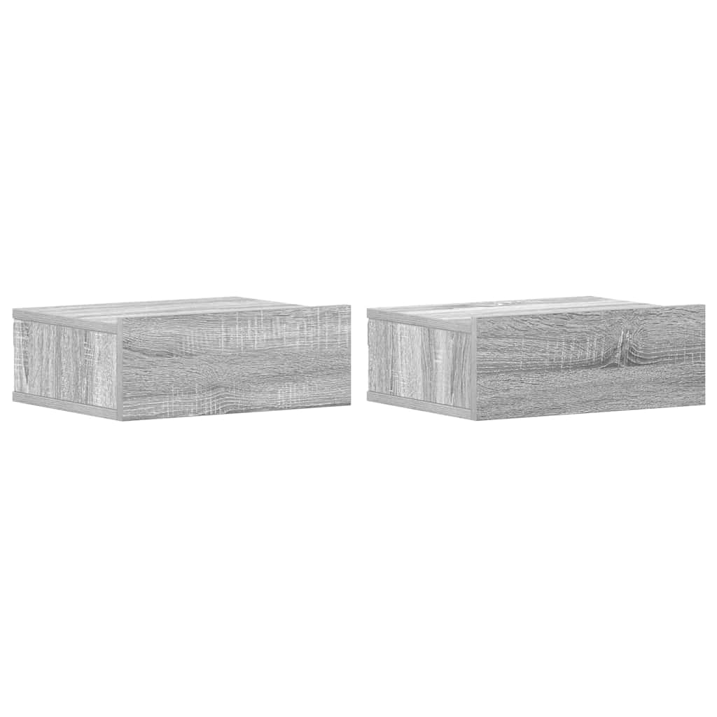 vidaXL Floating Nightstands 2pcs Grey Sonoma 40x30x15 cm