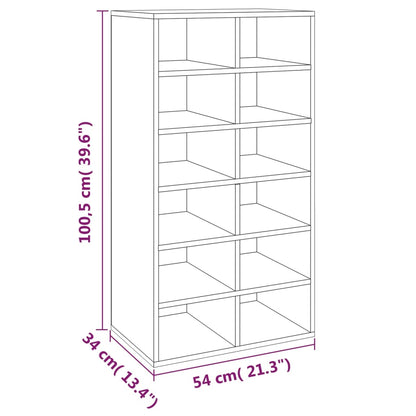 vidaXL Shoe Rack Smoked Oak 54x34x100.5 cm Engineered Wood