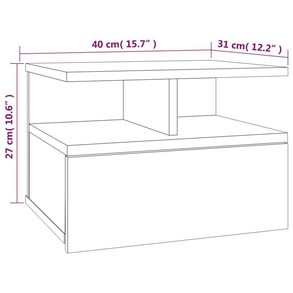 vidaXL Floating Nightstand 2 pcs Grey Sonoma 40x31x27 cm Engineered Wood