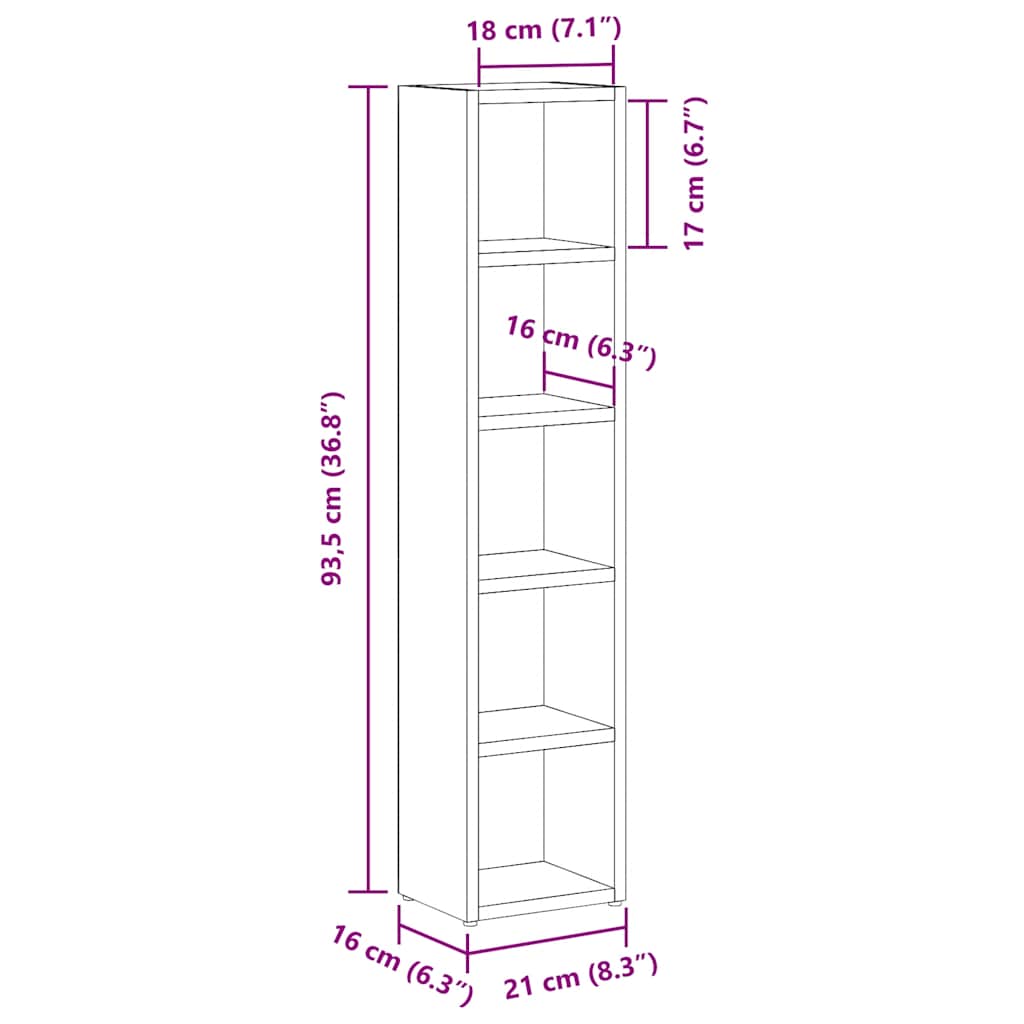 vidaXL CD Cabinets 2 pcs Smoked Oak 21x16x93.5 cm Engineered Wood