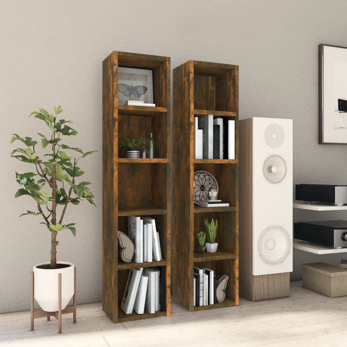 vidaXL CD Cabinets 2 pcs Smoked Oak 21x16x93.5 cm Engineered Wood