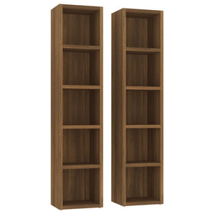 vidaXL CD Cabinets 2 pcs Brown Oak 21x16x93.5 cm Engineered Wood