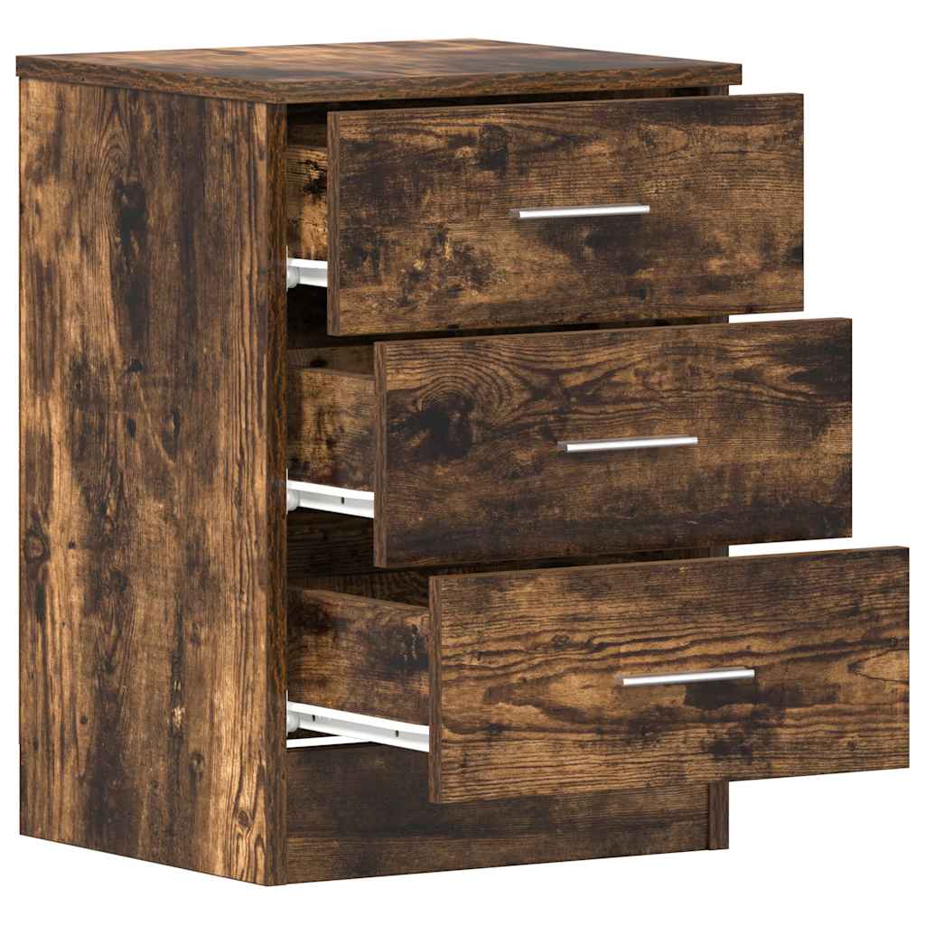 vidaXL Bedside Cabinet Smoked Oak 38x35x56 cm Engineered Wood