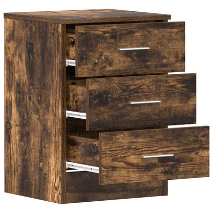 vidaXL Bedside Cabinet Smoked Oak 38x35x56 cm Engineered Wood