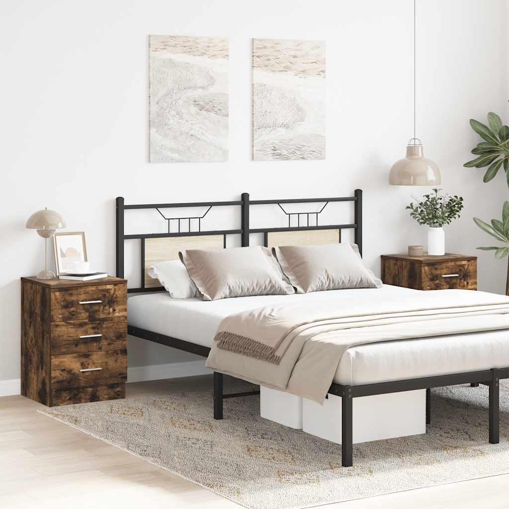 vidaXL Bedside Cabinets 2 pcs Smoked Oak 38x35x56 cm Engineered Wood
