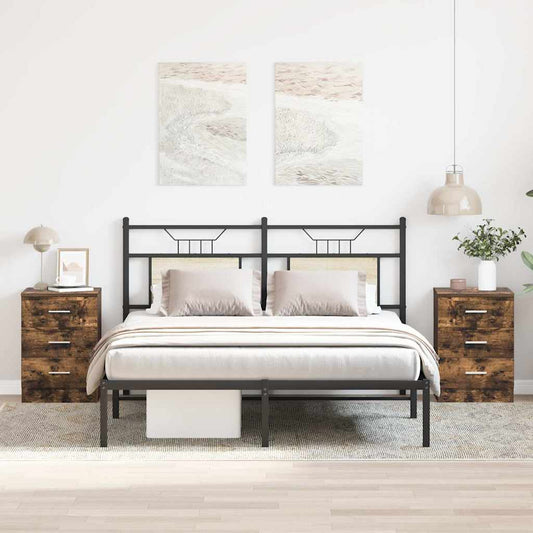 vidaXL Bedside Cabinets 2 pcs Smoked Oak 38x35x56 cm Engineered Wood