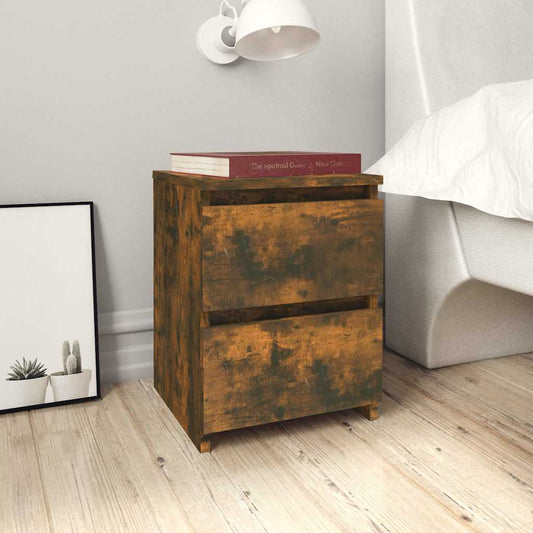 vidaXL Bedside Cabinet Smoked Oak 30x30x40 cm Engineered Wood