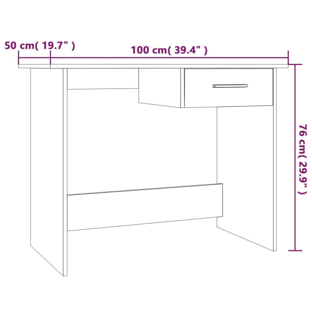 vidaXL Desk Grey Sonoma 100x50x76 cm Engineered Wood