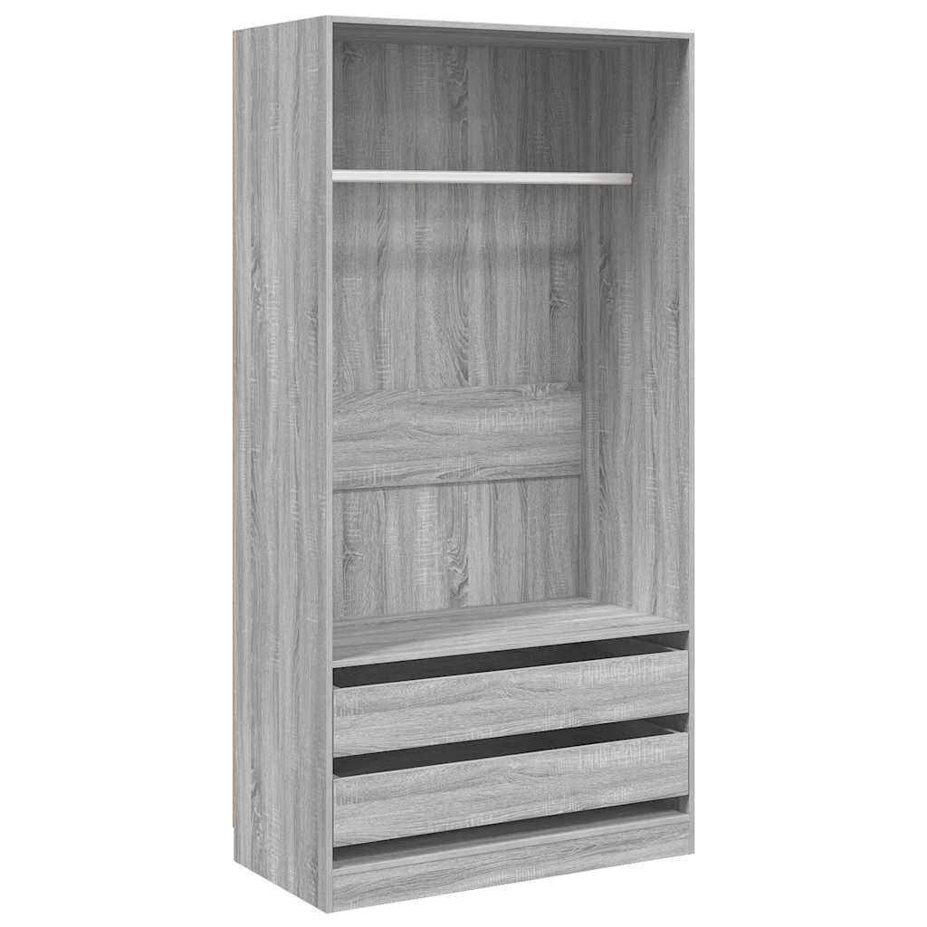 815346 vidaXL Wardrobe Grey Sonoma 100x50x200 cm Engineered Wood