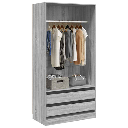815346 vidaXL Wardrobe Grey Sonoma 100x50x200 cm Engineered Wood