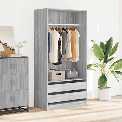vidaXL Wardrobe Grey Sonoma 100x50x200 cm Engineered Wood
