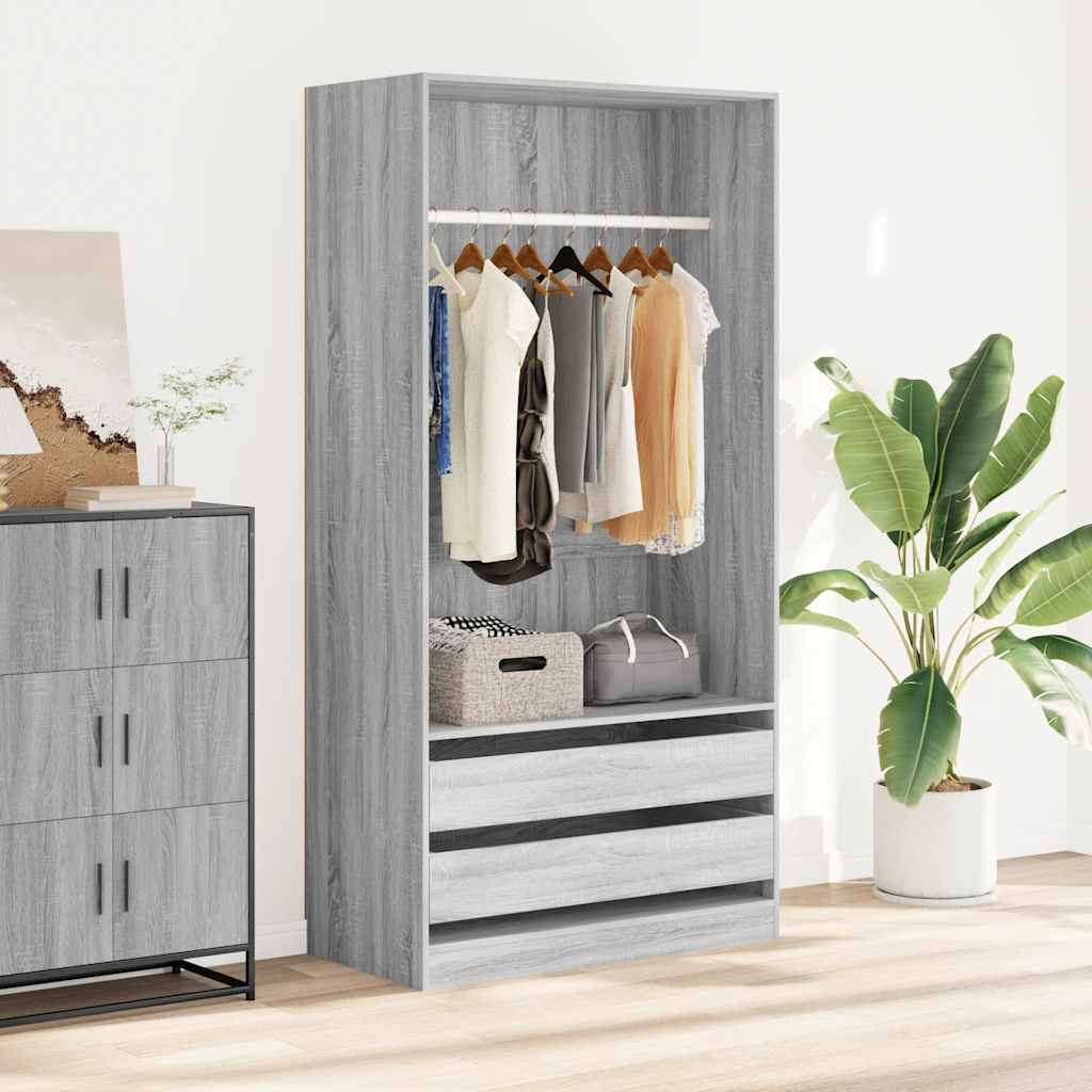 815346 vidaXL Wardrobe Grey Sonoma 100x50x200 cm Engineered Wood