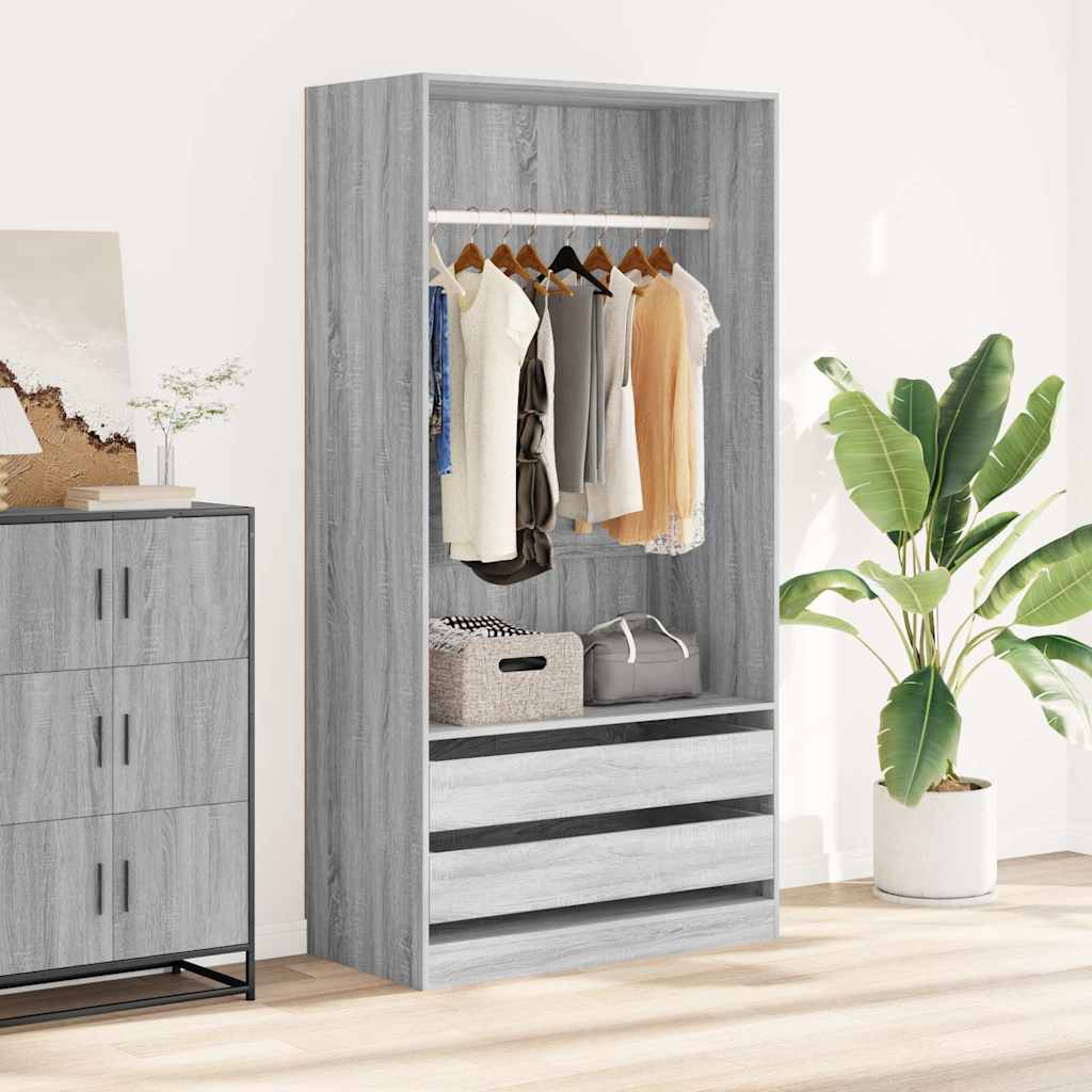 815346 vidaXL Wardrobe Grey Sonoma 100x50x200 cm Engineered Wood