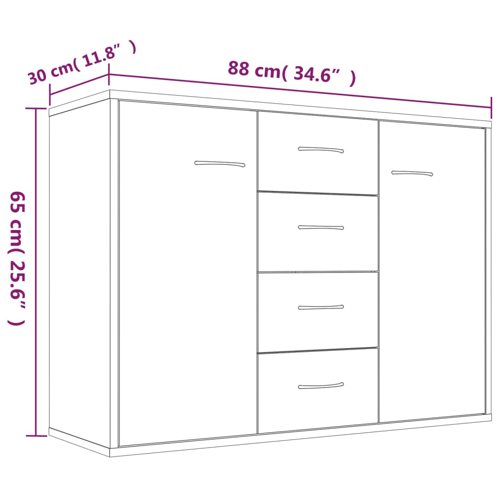 vidaXL Sideboard Grey Sonoma 88x30x65 cm Engineered Wood