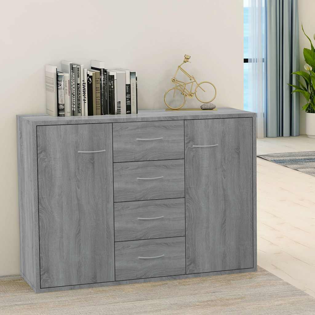 815370 vidaXL Sideboard Grey Sonoma 88x30x65 cm Engineered Wood