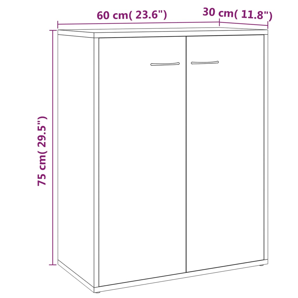 vidaXL Sideboard Grey Sonoma 60x30x75 cm Engineered Wood