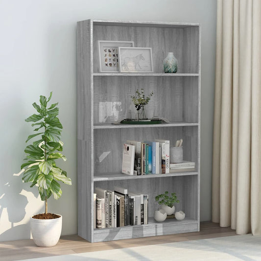 vidaXL 4-Tier Book Cabinet Grey Sonoma 80x24x142 cm Engineered Wood