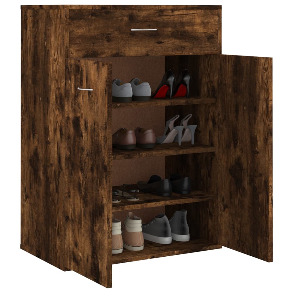 vidaXL Shoe Cabinet Smoked Oak 60x35x84 cm Engineered Wood