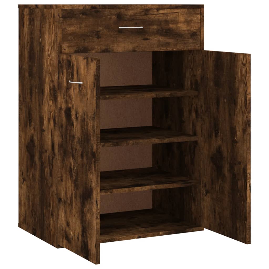 vidaXL Shoe Cabinet Smoked Oak 60x35x84 cm Engineered Wood