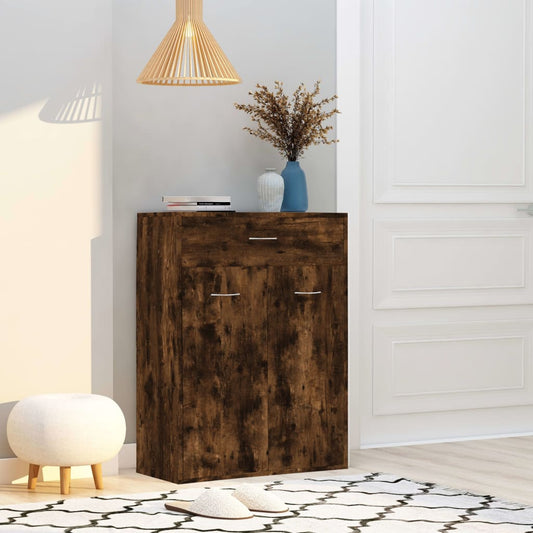 vidaXL Shoe Cabinet | Smoked Oak | Engineered Wood | Compact | Storage