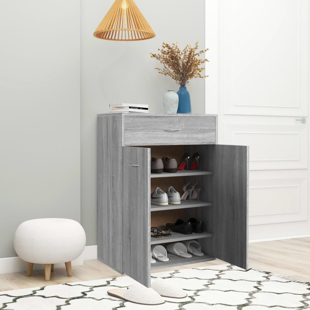 vidaXL Shoe Cabinet Grey Sonoma 60x35x84 cm Engineered Wood