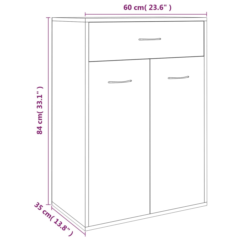 vidaXL Shoe Cabinet Grey Sonoma 60x35x84 cm Engineered Wood