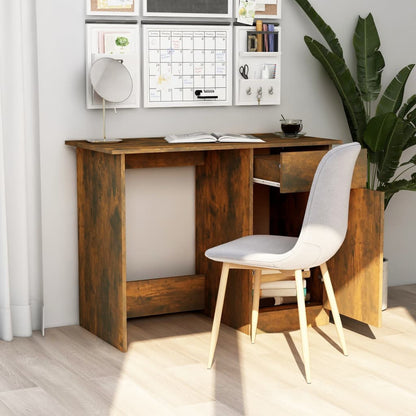 vidaXL Desk Smoked Oak 100x50x76 cm Engineered Wood