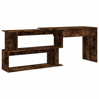 vidaXL Corner Desk Smoked Oak 200x50x76 cm Engineered Wood