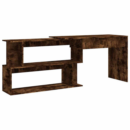 vidaXL Corner Desk Smoked Oak 200x50x76 cm Engineered Wood