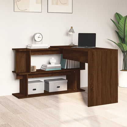 vidaXL Corner Desk Brown Oak 200x50x76 cm Engineered Wood